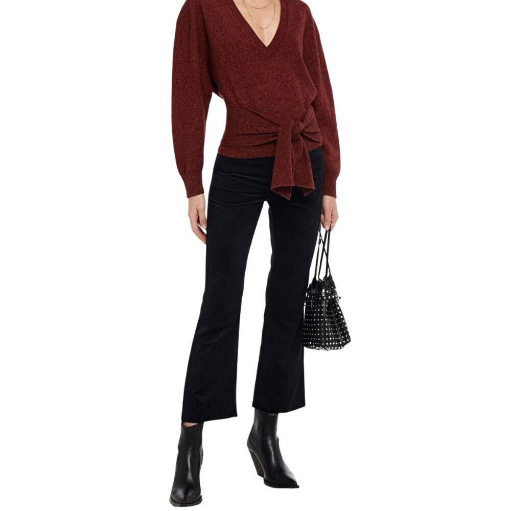 Isabel Marant Meero Corduroy Kick Flare Pant In Black NWT US 4